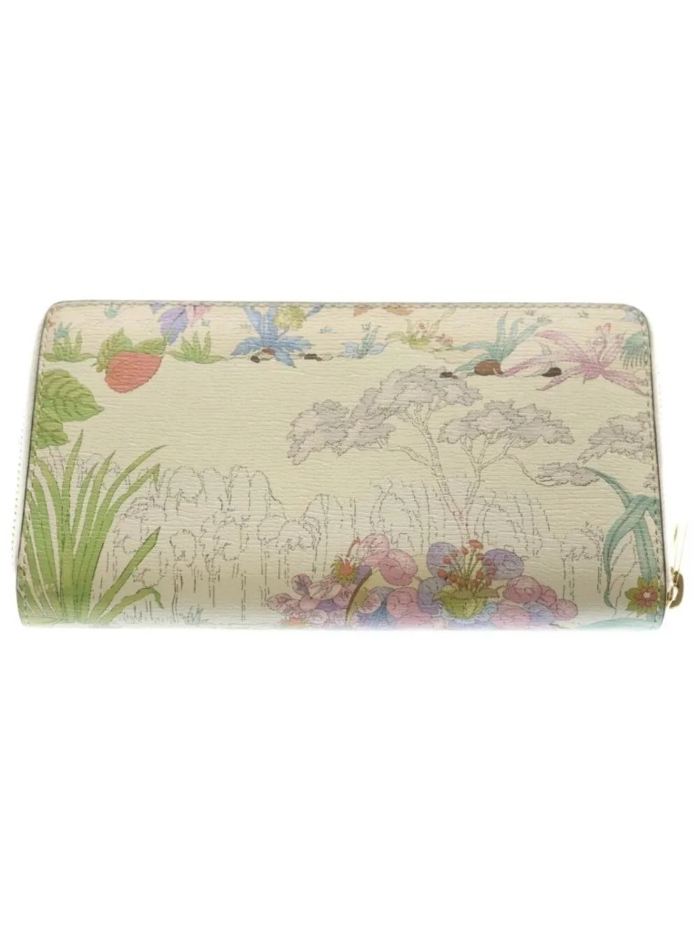 Gucci Horsebit Tiger Leather Gold Zip Around Wallet Ivory Multicolor